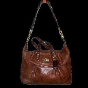 Coach Genuine Mahogany Brown Leather Madison Sabrina Satchel